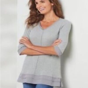 Soft Surroundings Kanyin Tunic Top Women Size M (10-12) Heather Grey
